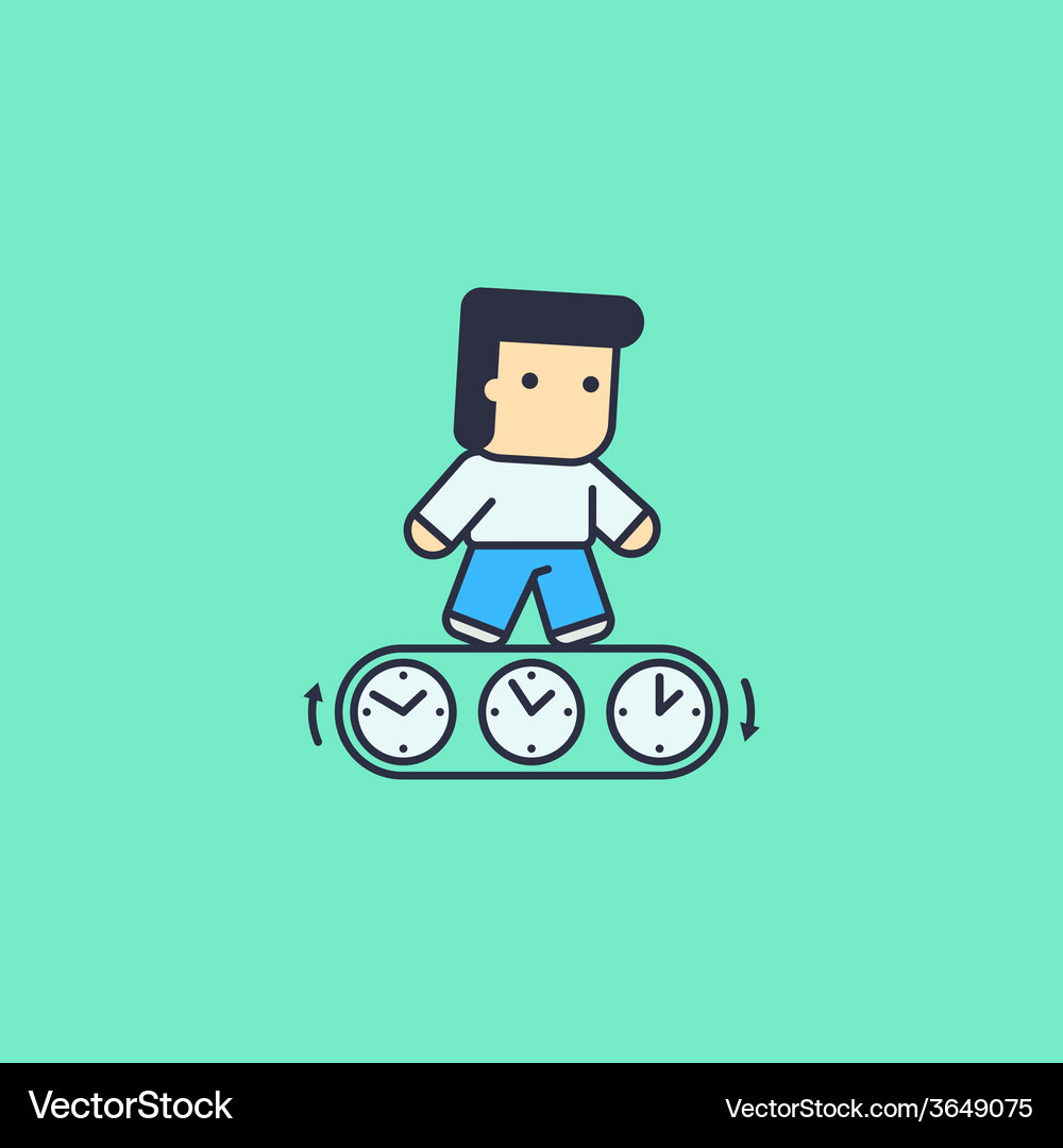 Man running with the time Vector Image