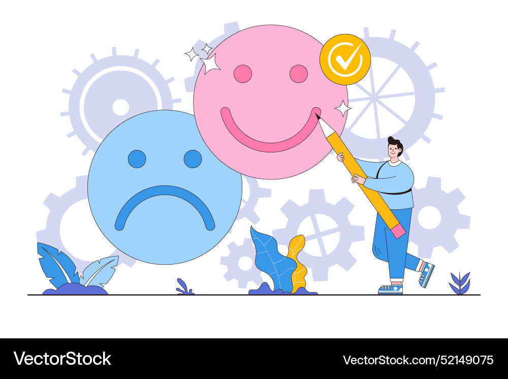 Optimistic joyful or thinking Vector Image
