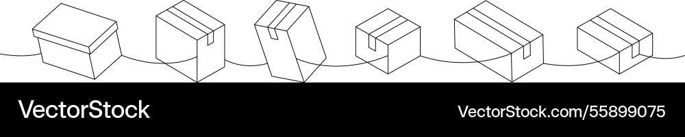 Present boxes one line continuous drawing Present boxes one line continuous drawing vector image