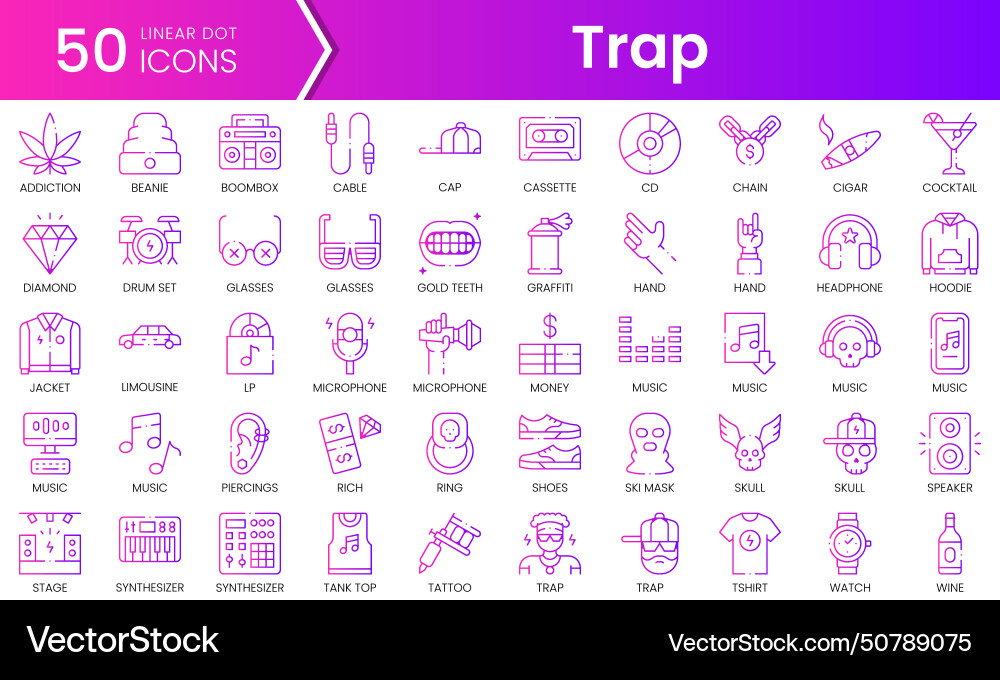 Set of trap icons gradient style icon bundle Set of trap icons gradient style icon bundle Vector Image