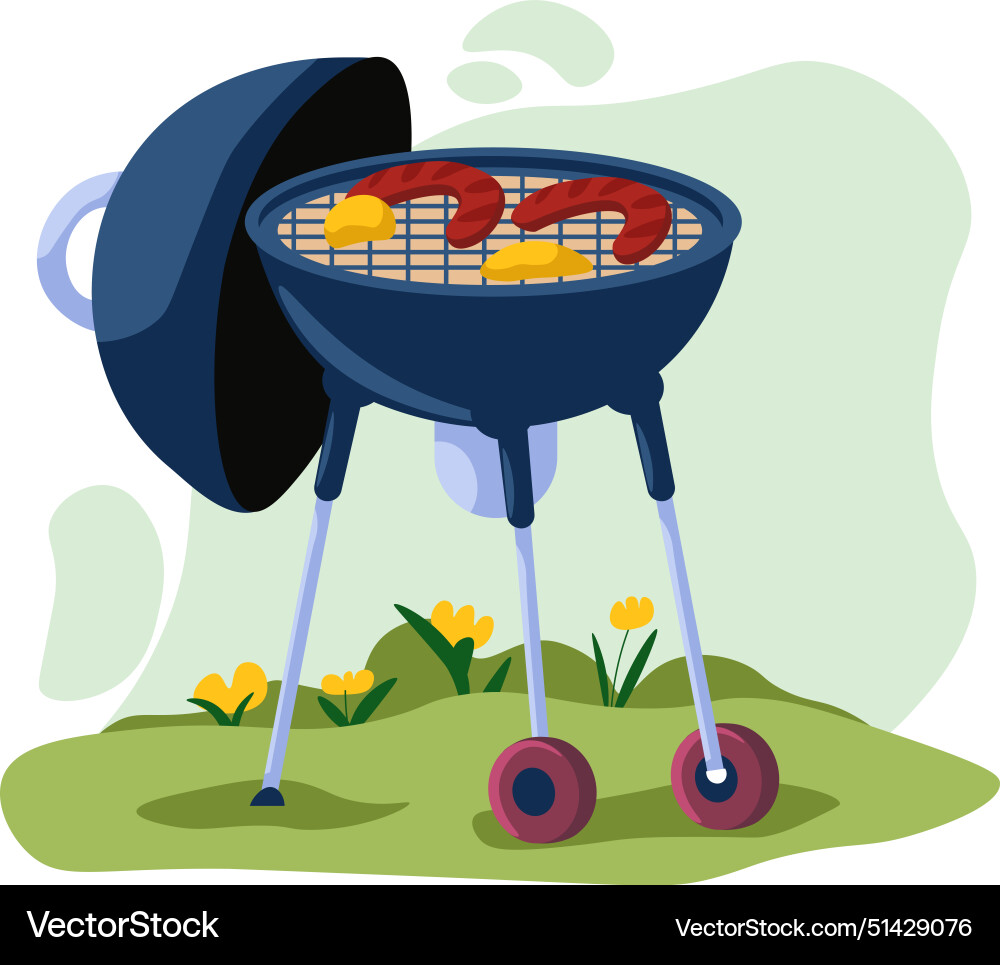 A blue grill with food – Royalty-Free Vector | VectorStock, image size:1000x965