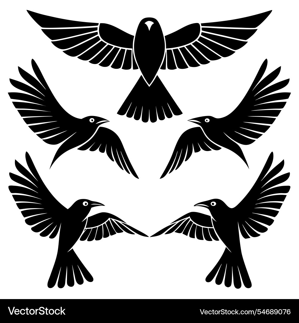 Abstract bird silhouettes in a symmetrical pattern Vector Image