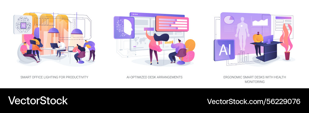 Ai and smart tech enhancing workspaces abstract Ai and smart tech enhancing workspaces abstract vector image