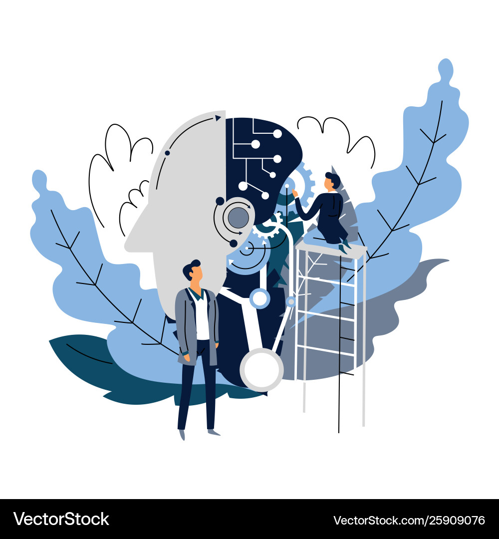 Artificial intelligence creation robot head Artificial intelligence creation robot head Vector Image