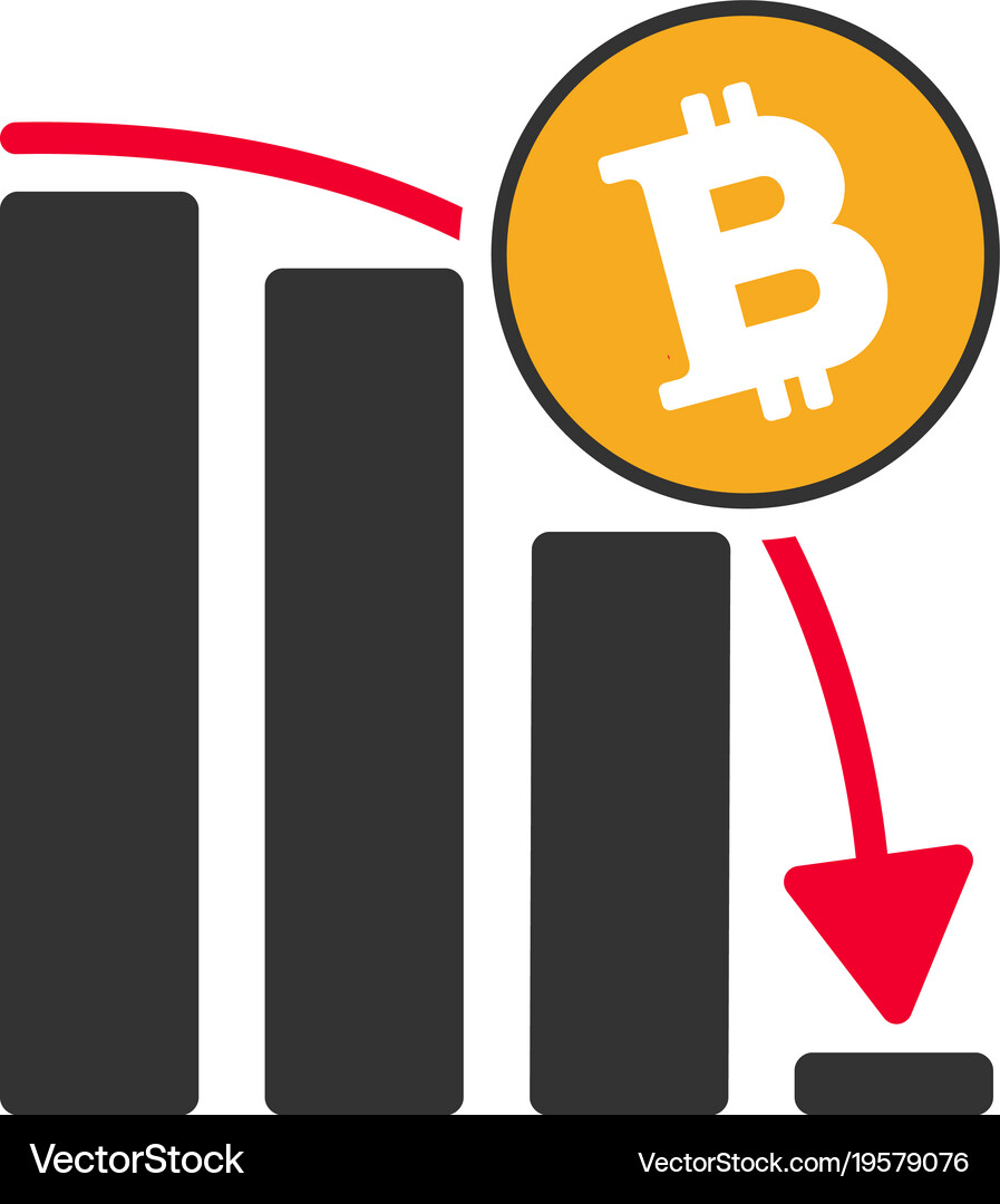 Bitcoin fall down chart flat icon – Royalty-Free Vector | VectorStock