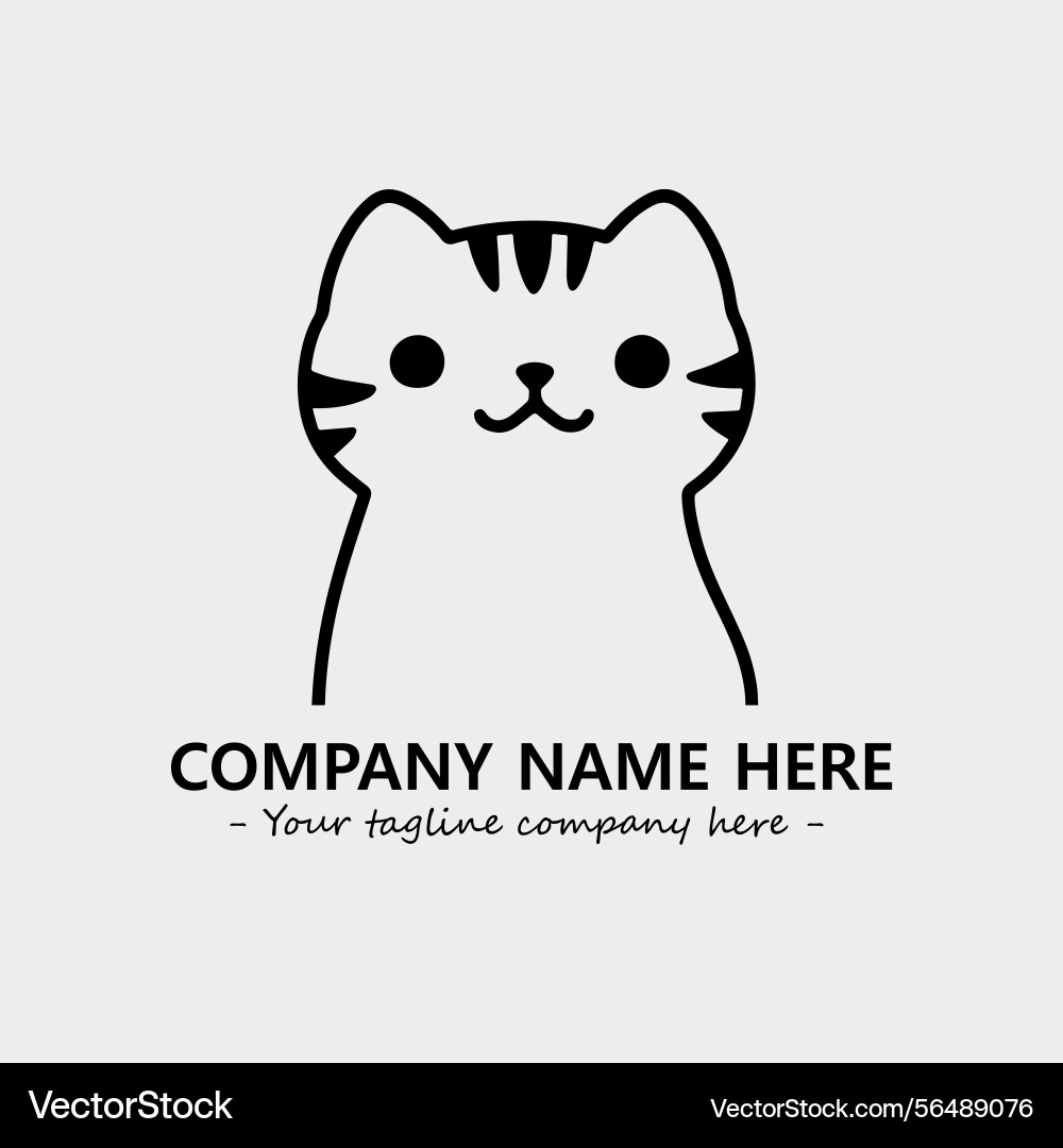 Cat character black and white for logo company Cat character black and white for logo company Vector Image