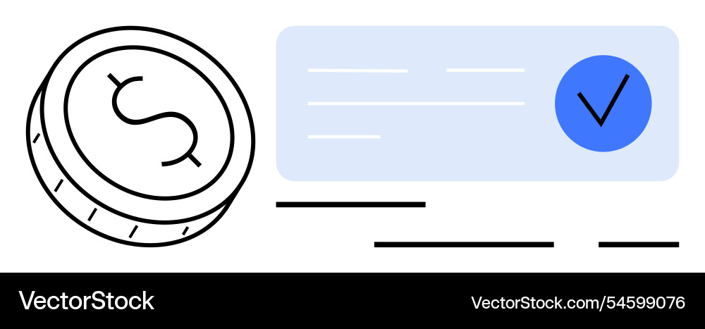 Coin and checkmark within receipt design Coin and checkmark within receipt design vector image