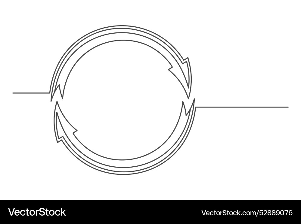 Continuous drawing of one line a round arrows vector image