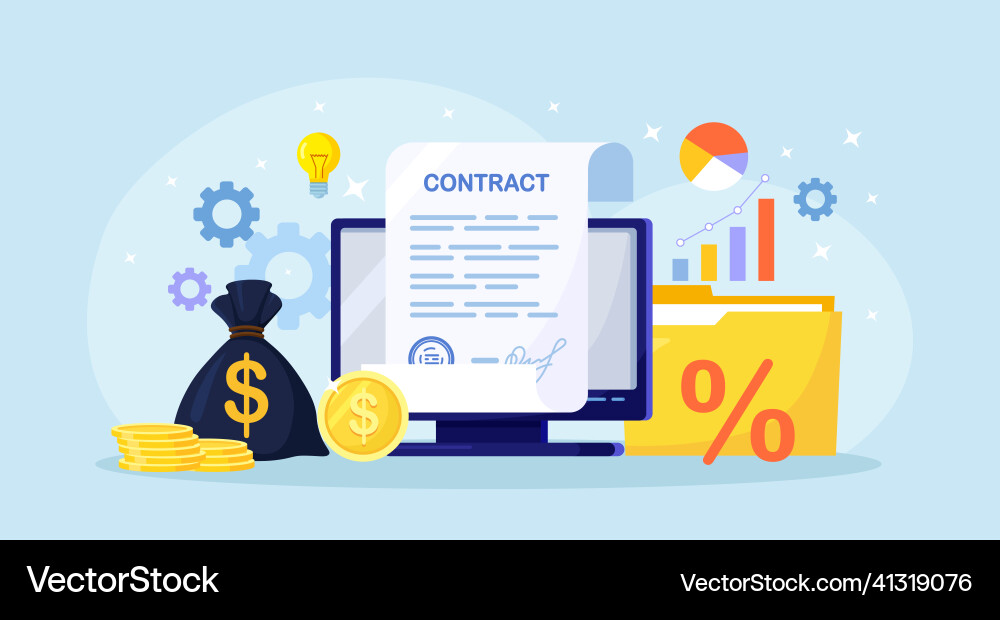 Electronic document signature contract page Electronic document signature contract page vector image