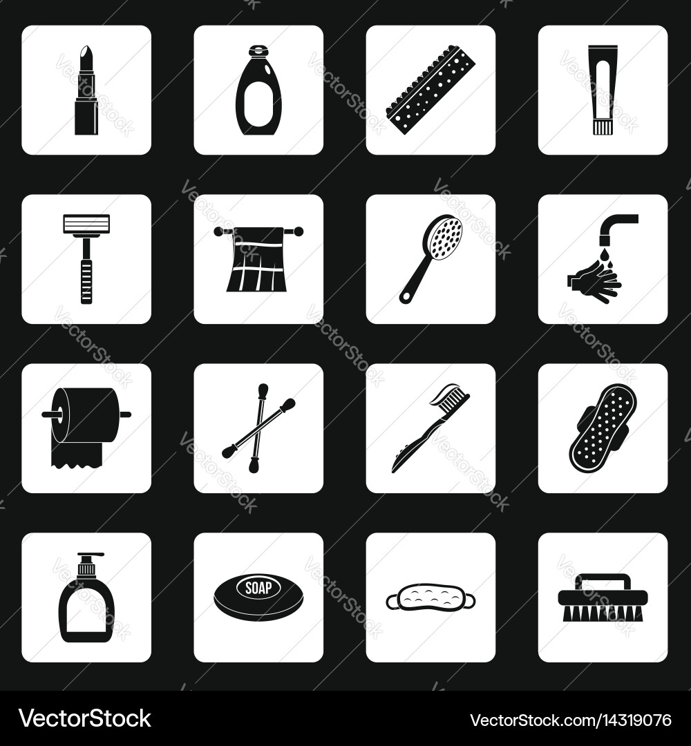 Hygiene tools icons set squares Vector Image