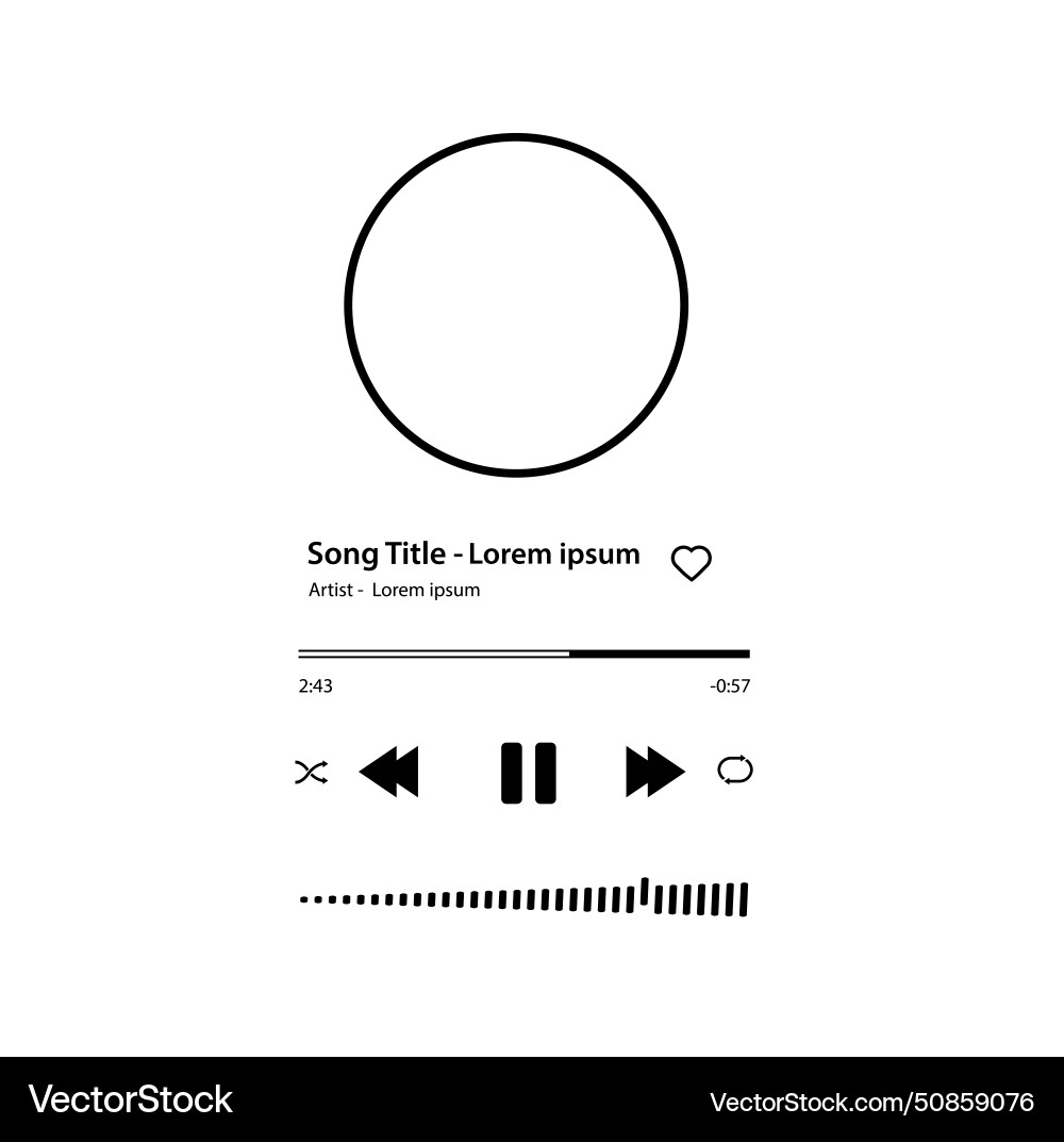 Music player song plaque with buttons loading bar vector image