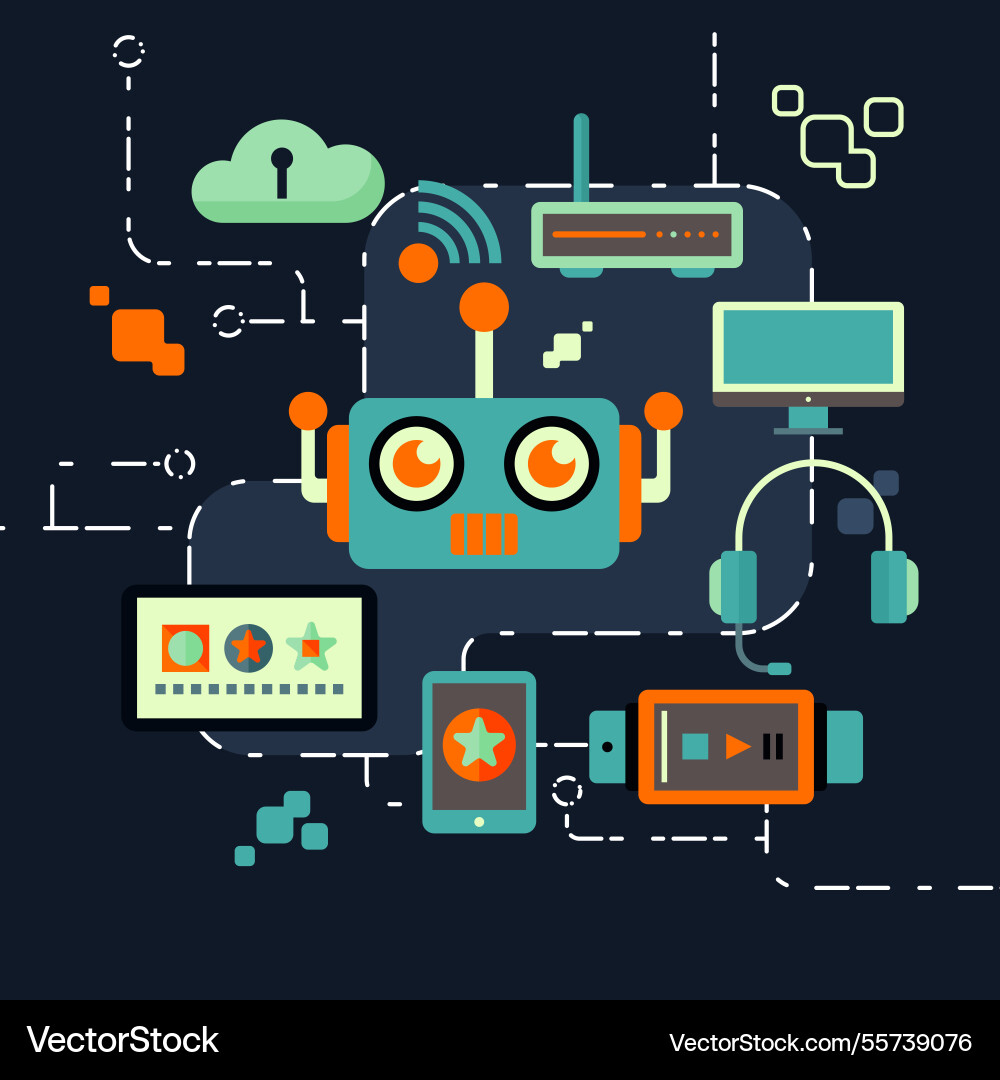 Technology elements background in flat style Vector Image