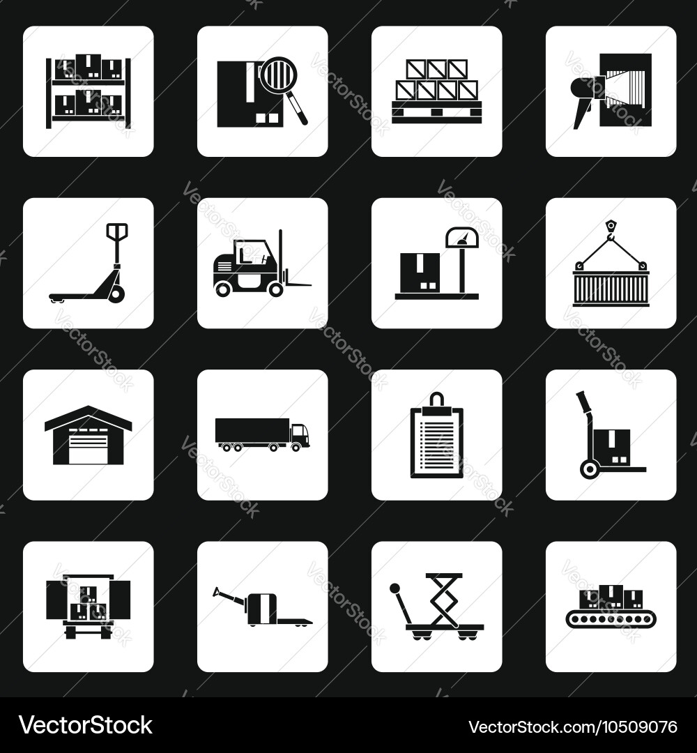 Warehouse & Storage Icon Set Vector Image
