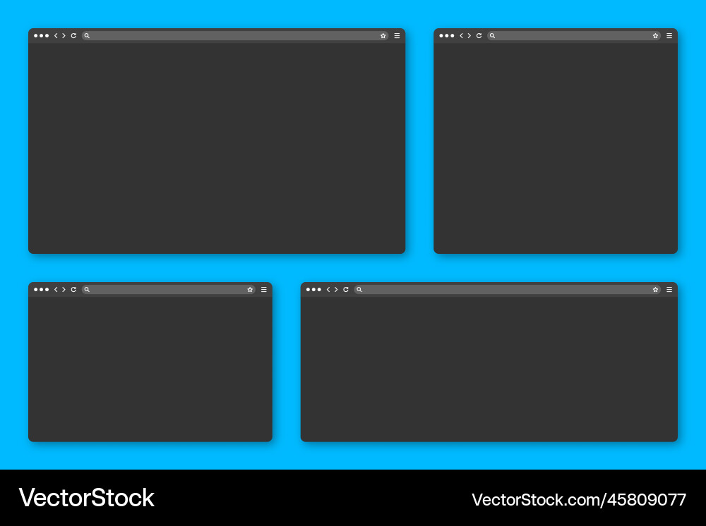 Blank web browser window with toolbar and search Blank web browser window with toolbar and search vector image