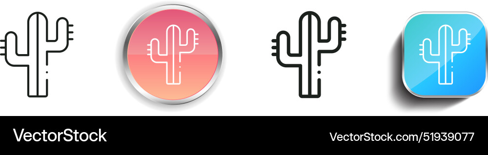 Cactus icon thin linear regular and button style Vector Image