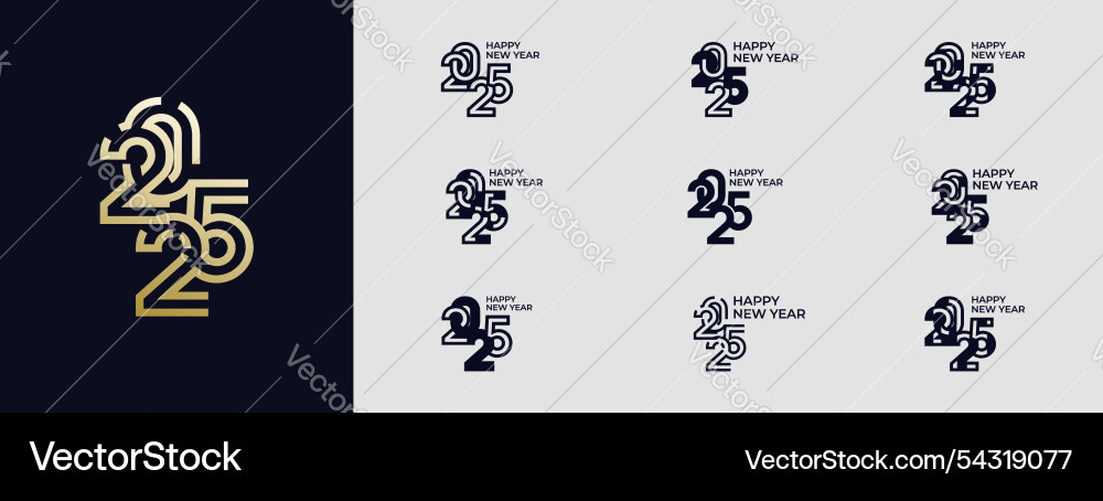 Creative design happy new year 2025 in luxury Vector Image