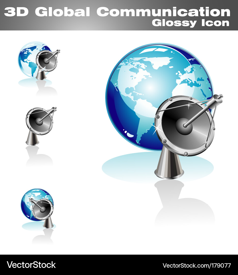 Global Communication Icon Set Vector Image