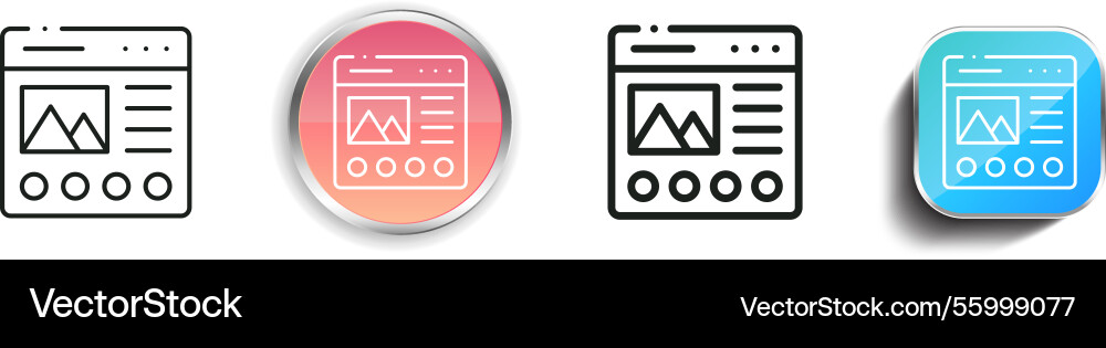Landing page icon thin linear regular and button Landing page icon thin linear regular and button vector image
