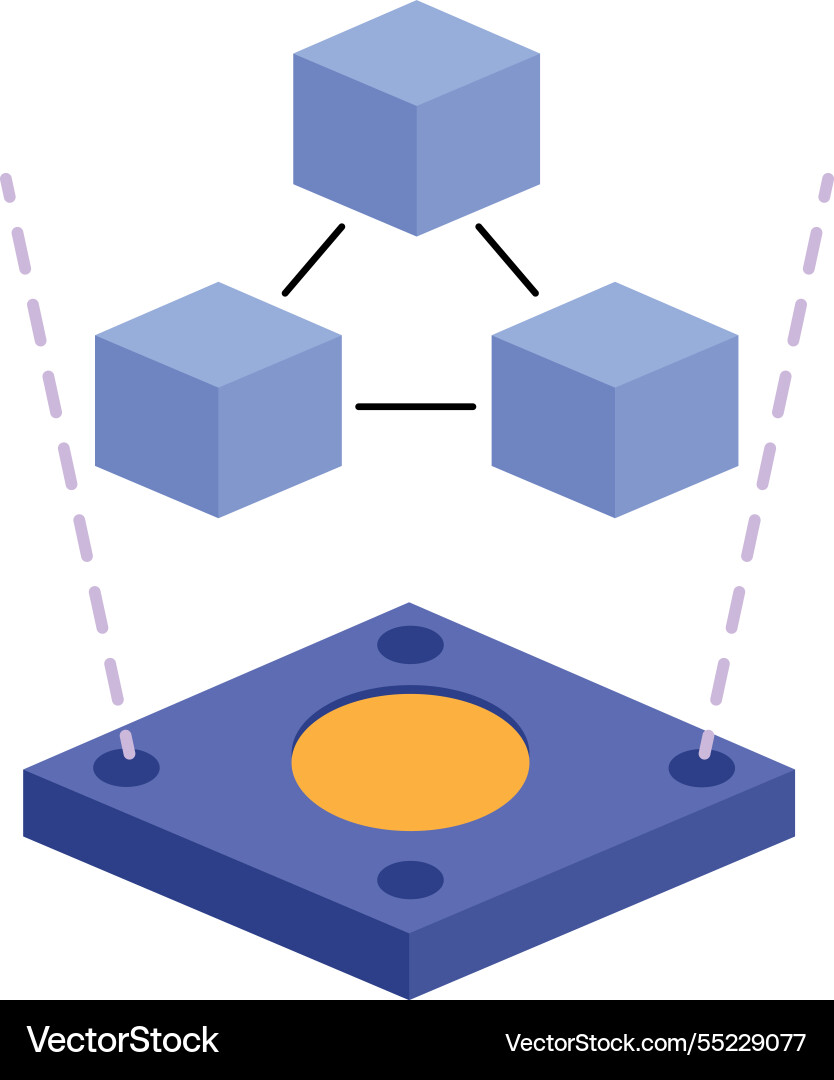 Quantum Computing Blockchain Datenverarbeitung vektorbild