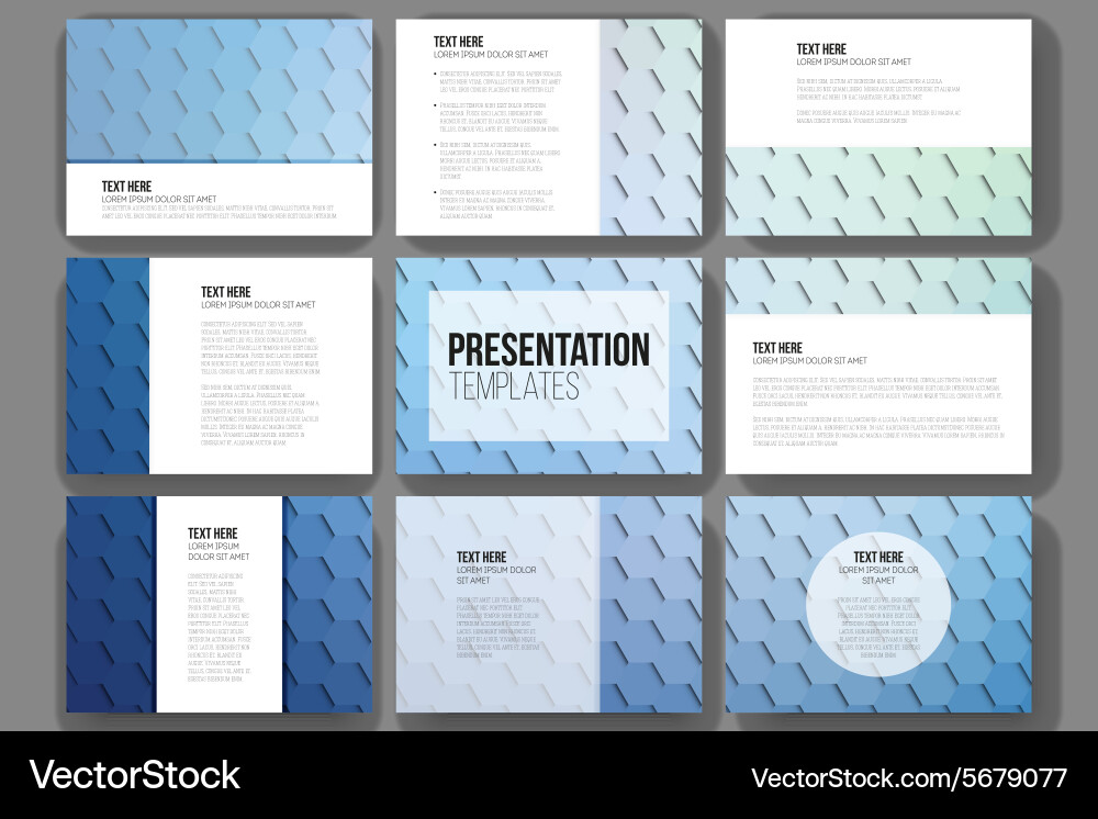 Set of 9 templates for presentation slides Vector Image