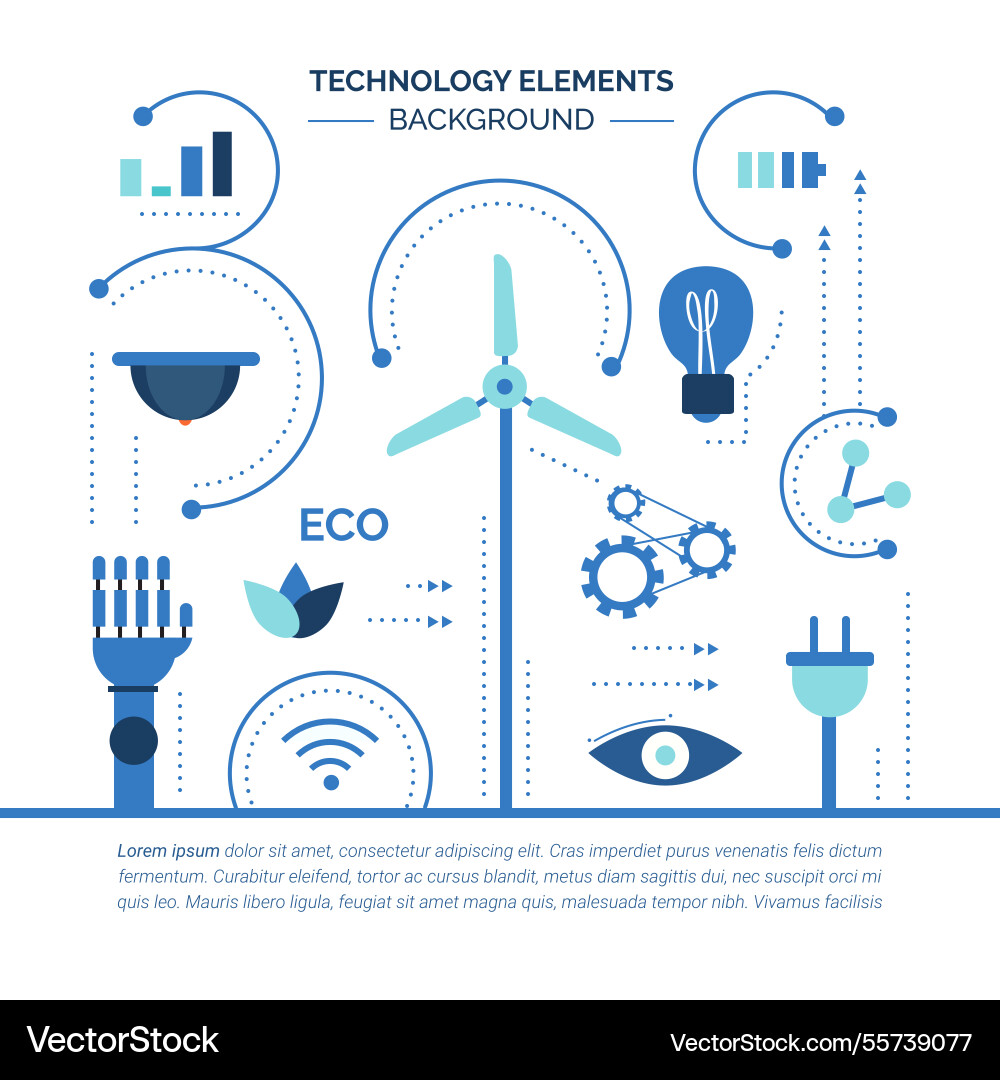 Technology elements background in flat style Vector Image