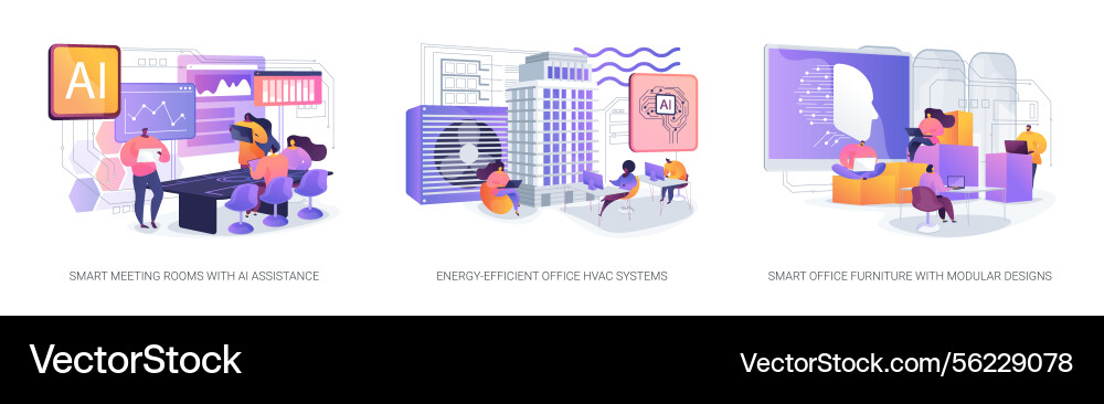 Ai and smart tech optimizing workspaces abstract Ai and smart tech optimizing workspaces abstract vector image
