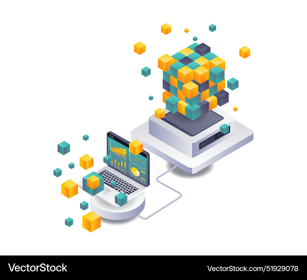 Analyzing data trends in blockchain technology Analyzing data trends in blockchain technology vector image