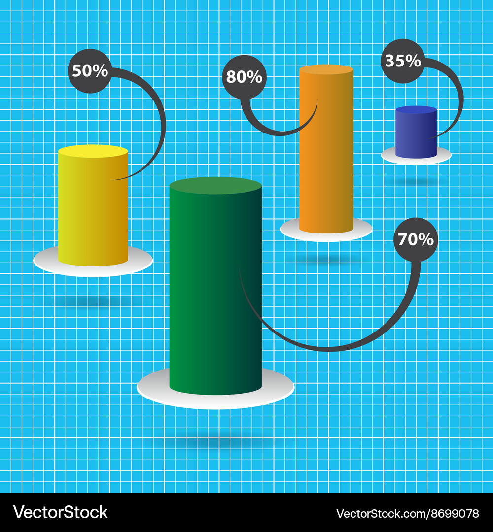 Color column chart with text and background grid Vector Image