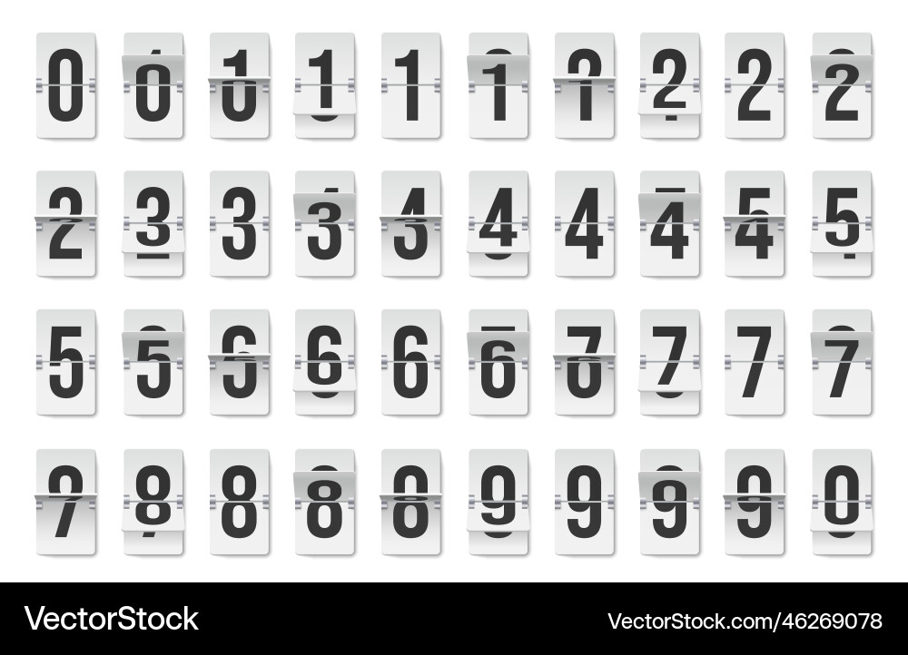 Retro Flip Clock Number Set vector image