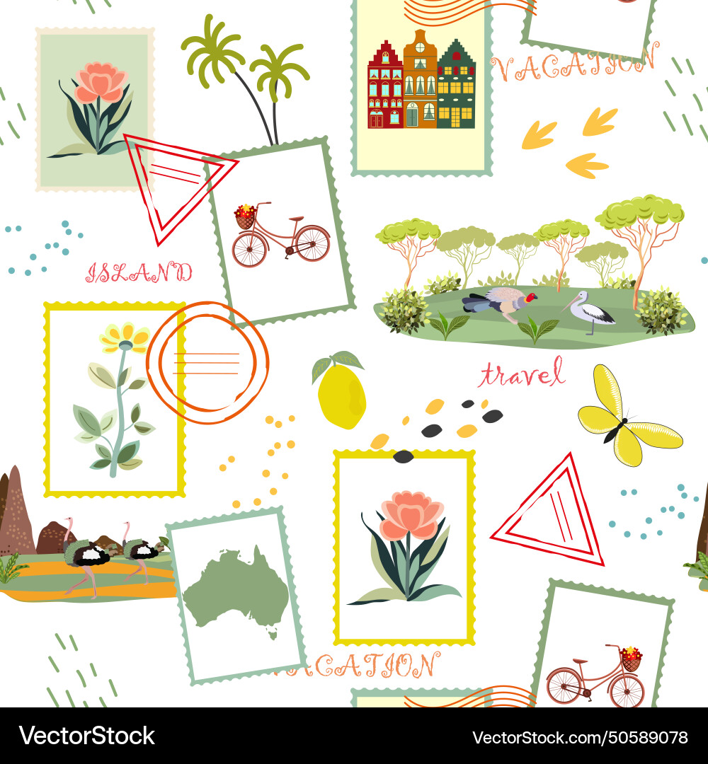Seamless texture pattern with monuments ad Vector Image