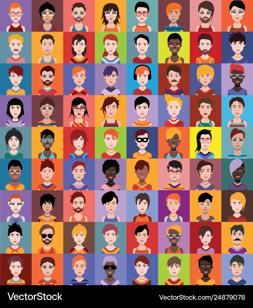 Set colorful avatars characters Vector Image