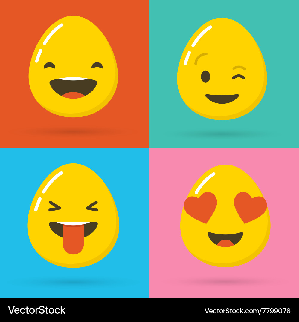 Set of easter eggs emoticons emoji Vector Image