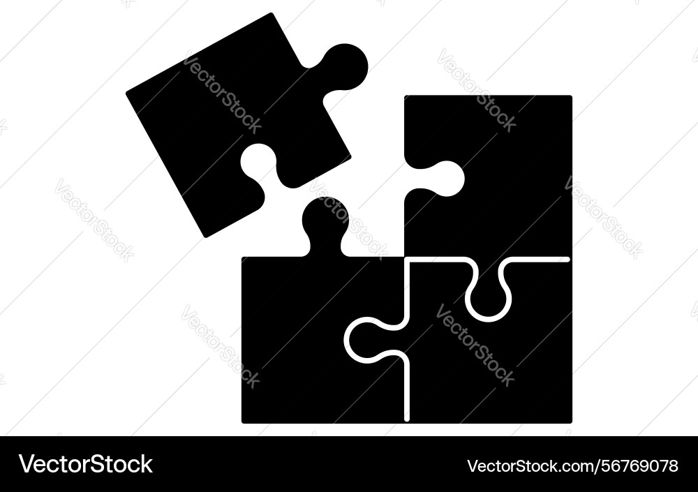 Simple line drawing icon of connected puzzle Simple line drawing icon of connected puzzle vector image