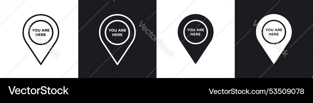 You are here pointerline in thin line black color Vector Image