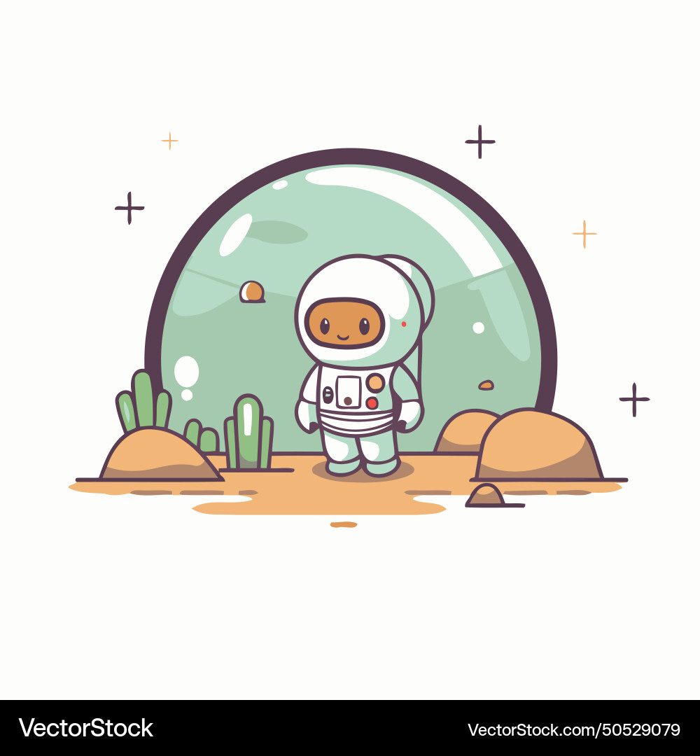 Astronaut in the outer space flat style Vector Image