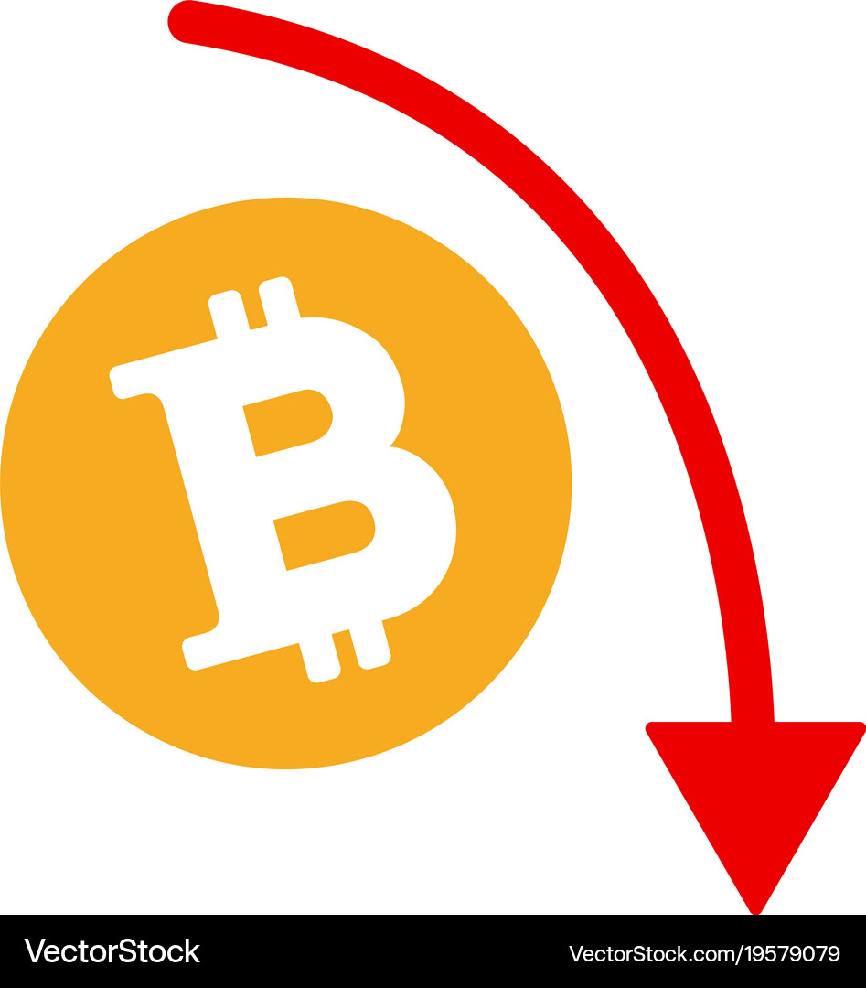 Bitcoin fall down trend flat icon – Royalty-Free Vector | VectorStock