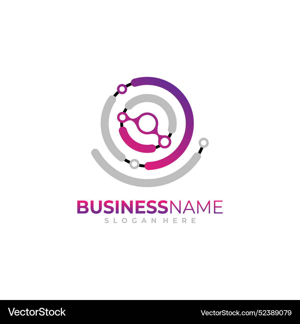 Circuit circle tech logo line connection concept Vector Image