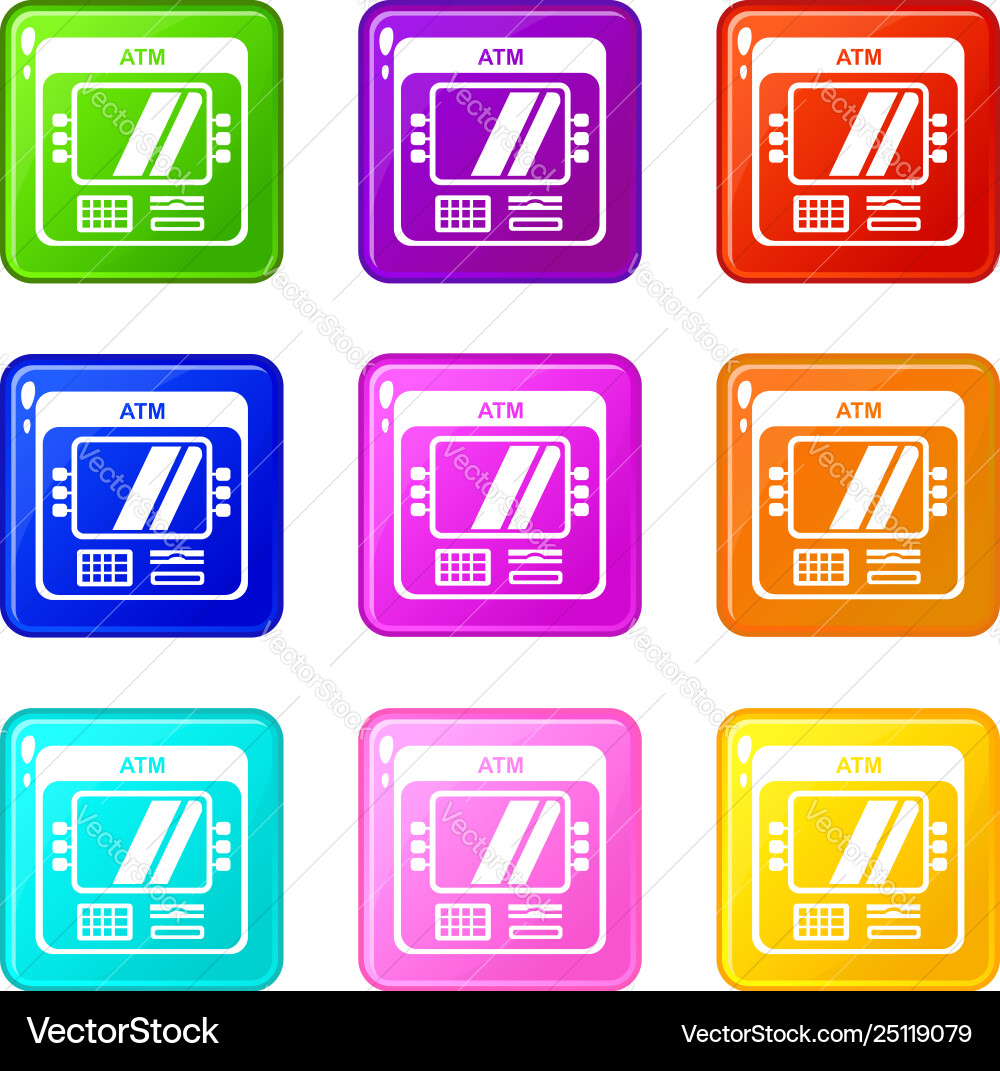 Computer icons set 9 color collection Vector Image