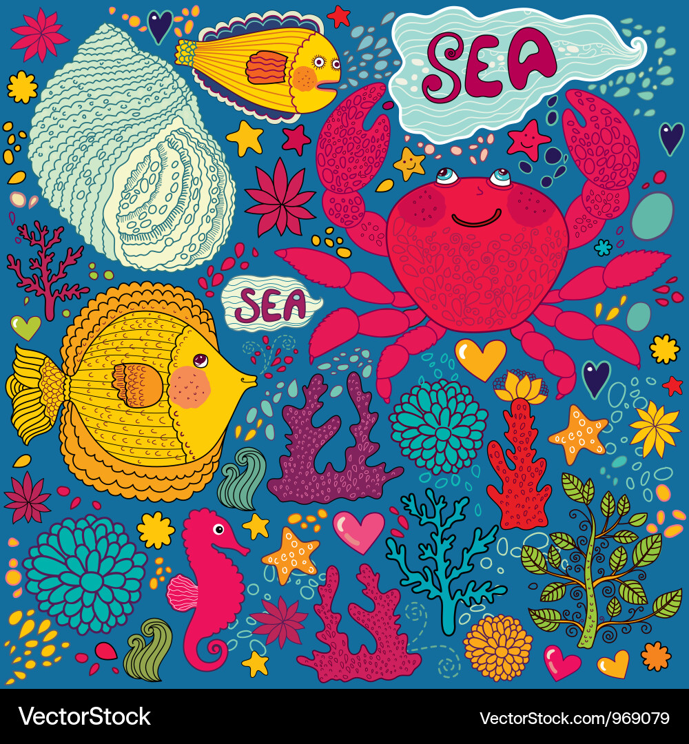 Crab Print Artwork vector image