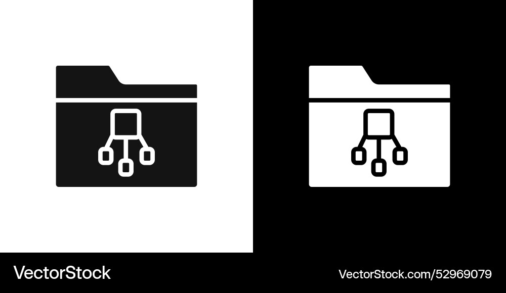 Folder with tree structure icon flat fill set vector image