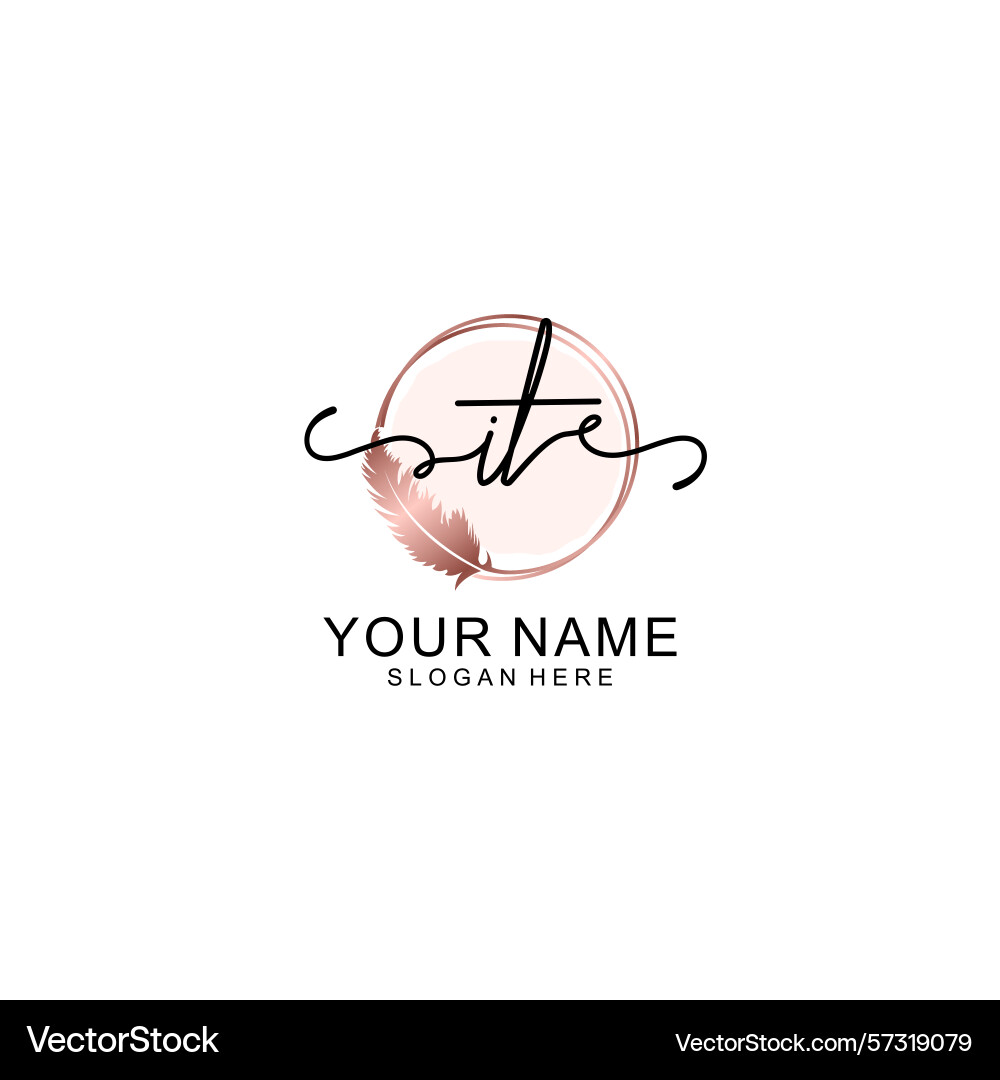 Handwritten it initial logo with circle vector image