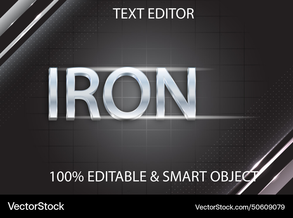 Iron editable text effect 3 dimension emboss Iron editable text effect 3 dimension emboss Vector Image
