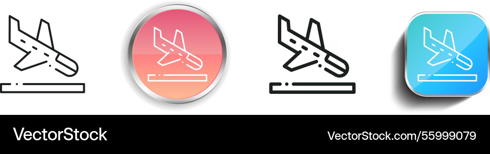Landing icon thin linear regular and button style Vector Image