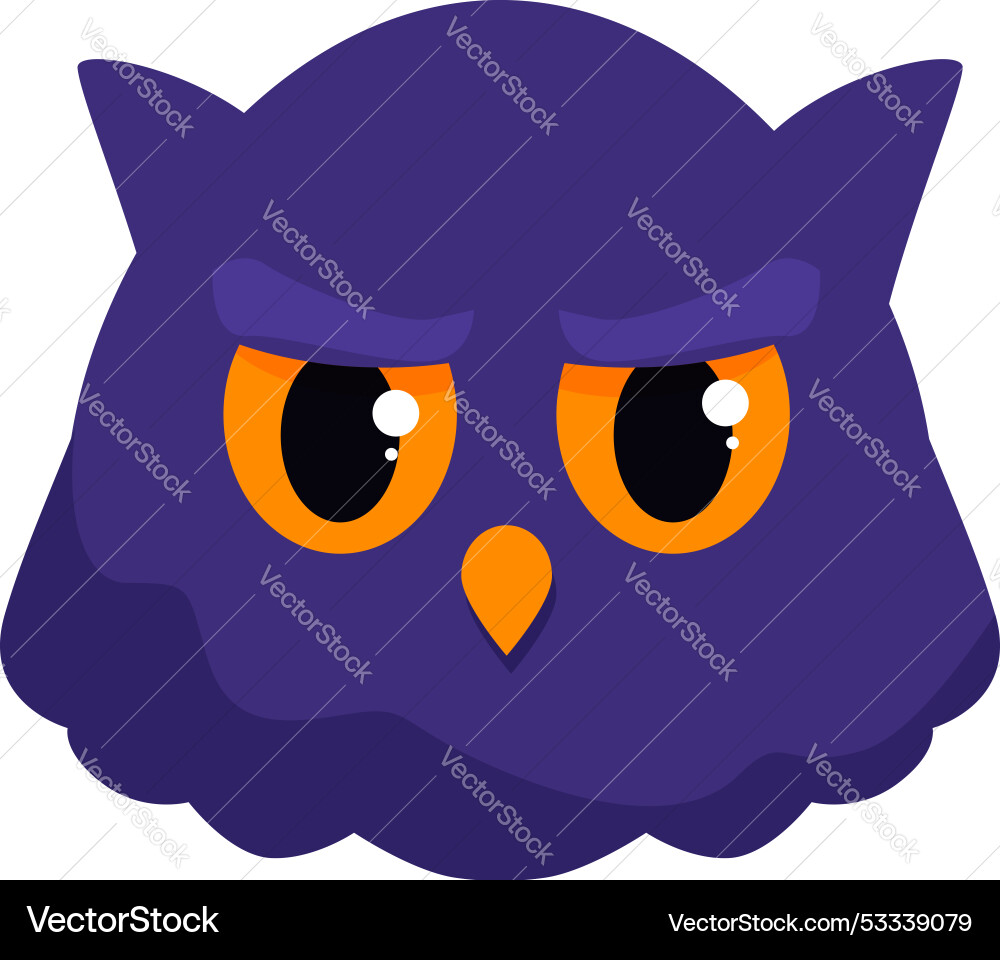 Lila Eule starrt mit intensiven orangen Augen Lila Eule starrt mit intensiven orangen Augen vektorbild