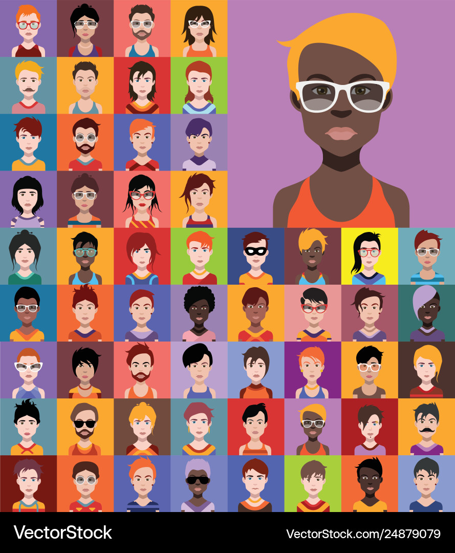 Set colorful avatars characters Vector Image