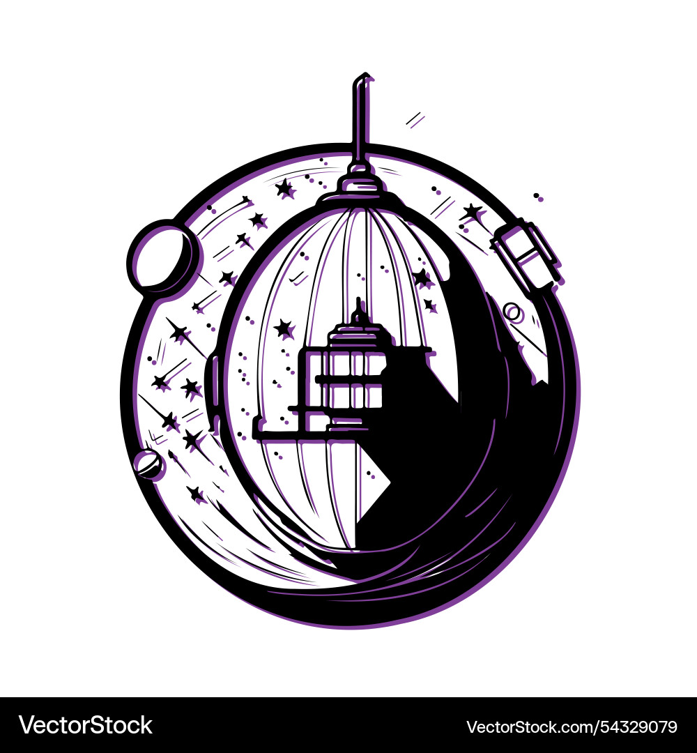 Space building and orb design concept Vector Image