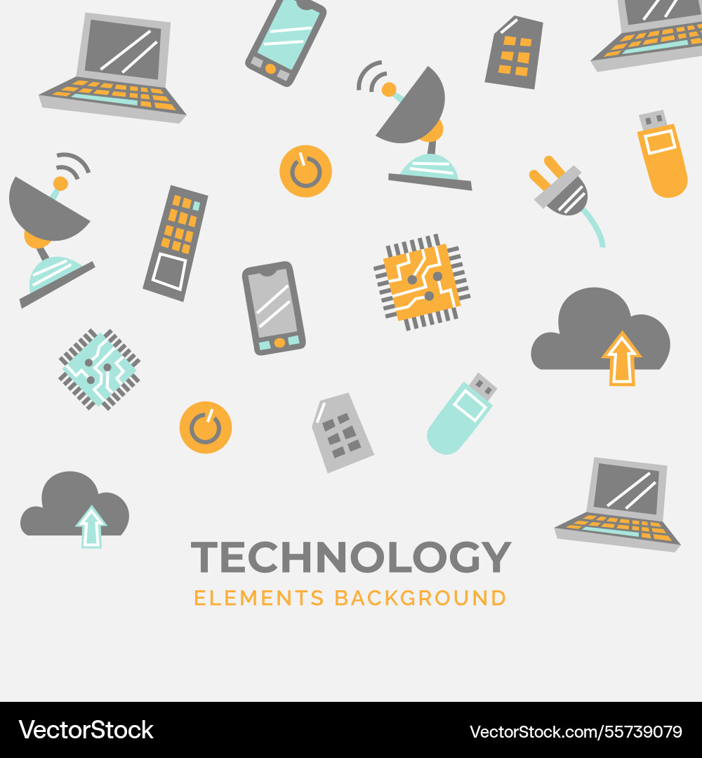Technology elements background in flat style Vector Image