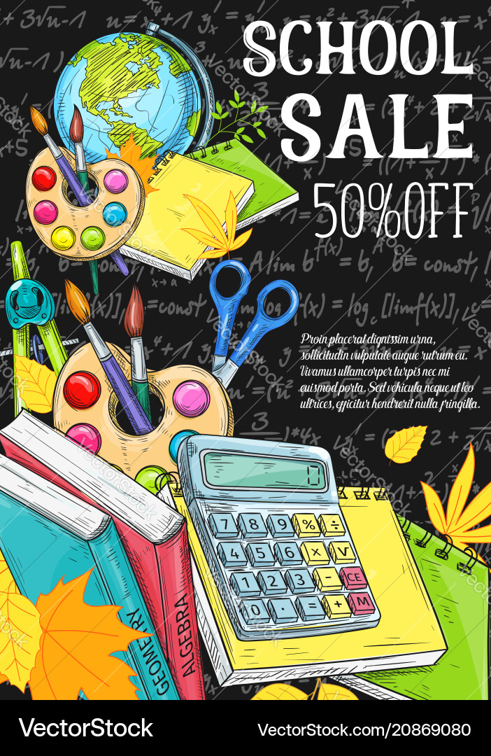 Back to school chalkboard sale sketch vector image