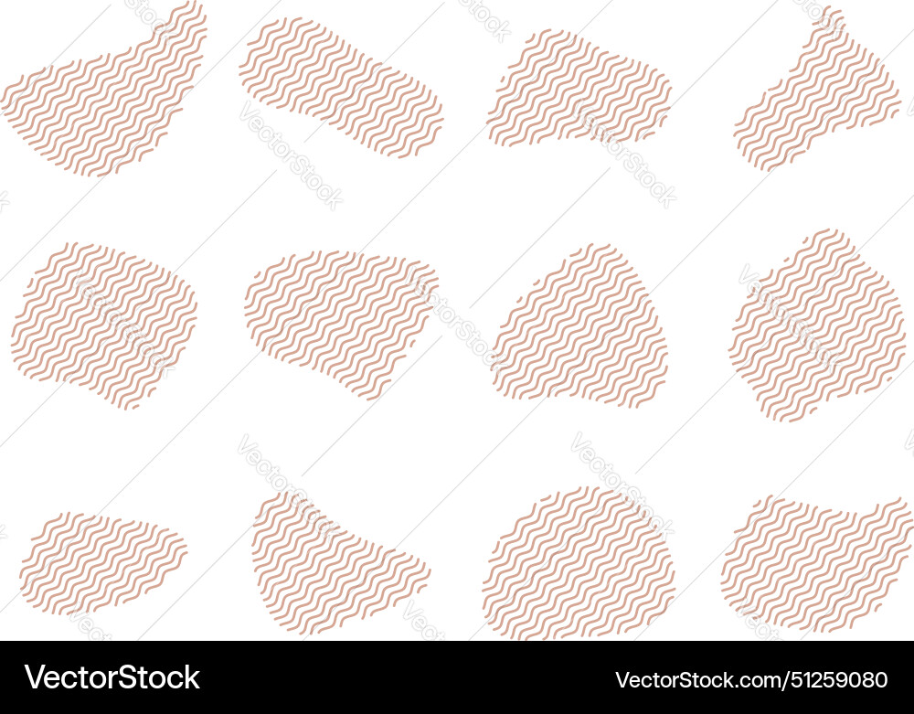 Blobs fluid shapes with zig zag lins set Vector Image