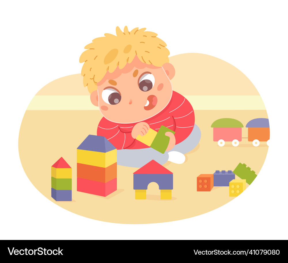 Child Playing with Blocks vector image